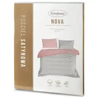 Eurofirany Pościel satynowa 160x200 srebrna różowa pudrowa dwustronna Nova 3