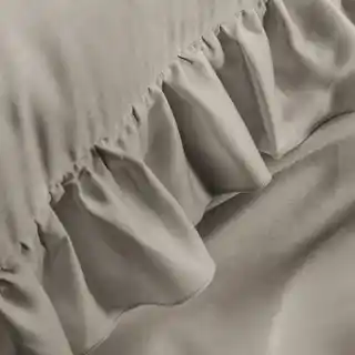 Eurofirany Pościel satynowa 160x200 Venus kawowa z falbanką