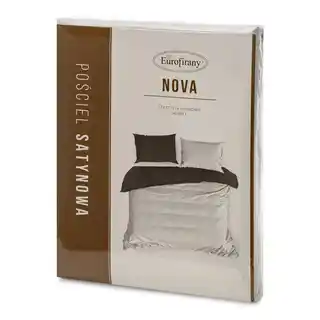 Eurofirany Pościel satynowa 220x200 Nova biała stalowa dwustronna