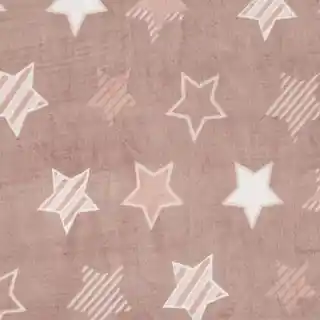 Eurofirany Pościel welurowa 160x200 Flano pudrowa różowa biała gwiazdki