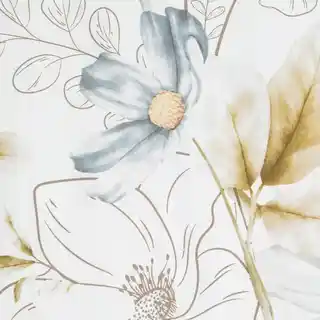 Eurofirany Pościel mikrowłókno 220x200 Lea 09 kwiaty liście biała beżowa D91