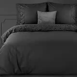 EUROFIRANY PREMIUM Pościel LANA z bawełny renforcej zdobiona elegancką koronką 160x200cm czarny