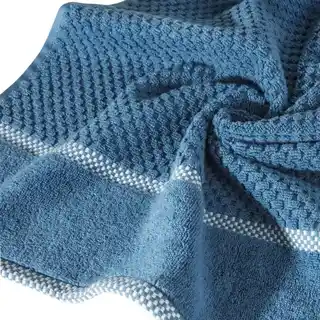 EUROFIRANY PREMIUM Ręcznik CALEB z bawełny frotte o strukturze drobnej krateczki 50x90cm niebieski