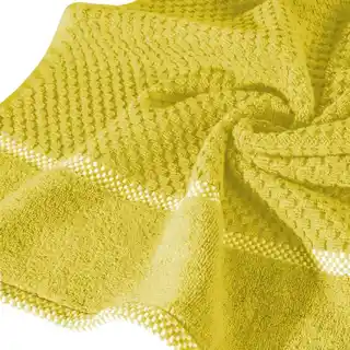 EUROFIRANY PREMIUM Ręcznik CALEB z bawełny frotte o strukturze drobnej krateczki 70x140cm musztardowy
