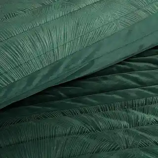 EUROFIRANY PREMIUM welwetowa narzuta z ozdobną aplikacją z motywem liści miłorzębu 220x240cm ciemnozielony