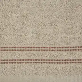 Eurofirany Ręcznik Ally 30x50 beżowy, bordiura w pasy, kontrastująca nić, miękki, puszysty, zero twist
