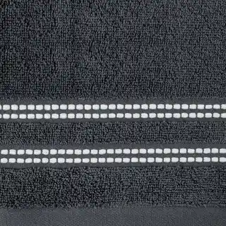 Eurofirany Ręcznik ALLY z bordiurą w pasy przetykany kontrastującą nicią miękki i puszysty, zero twist 50x90cm grafitowy