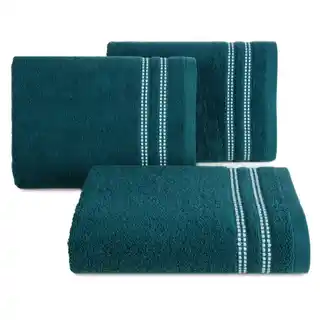Eurofirany Ręcznik ALLY z bordiurą w pasy przetykany kontrastującą nicią miękki i puszysty, zero twist 50x90cm turkusowy