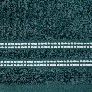 Eurofirany Ręcznik ALLY z bordiurą w pasy przetykany kontrastującą nicią miękki i puszysty, zero twist 50x90cm turkusowy