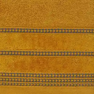 Eurofirany Ręcznik Amanda 50x90 cm musztardowy ozdobna bordiura pasy frotte 500 g/m2