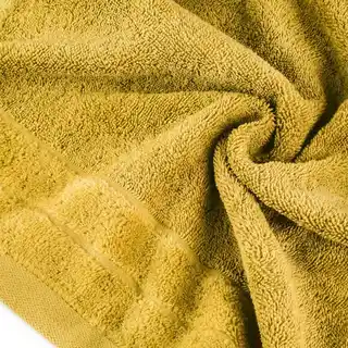 Eurofirany Ręcznik Damla 50x90cm welurowa bordiura musztardowy 500g/m2