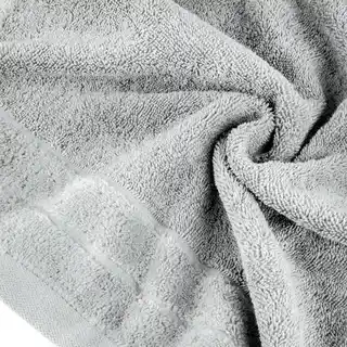 Eurofirany Ręcznik DAMLA z welurową bordiurą 70x140cm stalowy