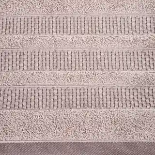 Eurofirany Ręcznik NASTIA z żakardową bordiurą w pasy w stylu eko 70x140cm pudrowy róż