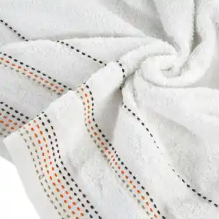 Eurofirany Ręcznik POLA z żakardową bordiurą zdobioną stebnowaniem 70x140cm biały