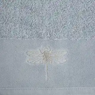 Eurofirany Ręcznik z błyszczącym haftem w kształcie ważki na szenilowej bordiurze 50x90cm szary