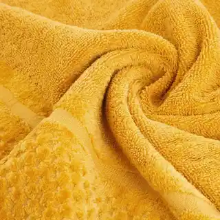 Eurofirany ręcznik welurowa bordiura ryżowa faktura 70x140cm musztardowy