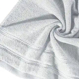 Eurofirany Ręcznik z welurową bordiurą przetykaną błyszczącą nicią 30x50cm jasnopopielaty
