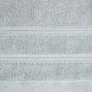 Eurofirany Ręcznik z welurową bordiurą przetykaną błyszczącą nicią 30x50cm stalowy