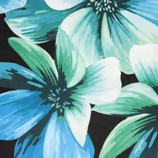 Eurofirany KLEO zasłona z miękkiego welwetu, nadruk niebieskie kwiaty, 140x270cm, czarny, tunelowa, z taśmą i żabkami