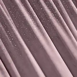 Eurofirany Zasłona z lśniącego welwetu z aplikacją z drobnych błyszczących dżetów 140x270cm pudrowy róż, srebrny taśma/tunel/żabki
