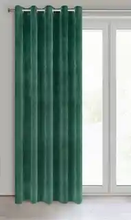 Eurofirany Zasłona zaciemniająca 140x250 Villa ciemna zielona gotowa na przelotkach