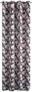Eurofirany Zasłona zaciemniająca ROZITA z różanym wzorem 140x250cm czarny, jasnowrzosowy przelotki/koła