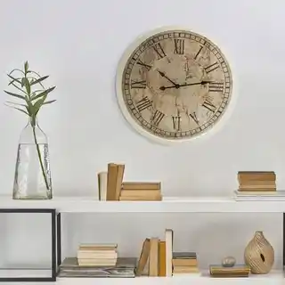 Eurofirany Zegar ścienny Retro 40 cm Beżowo-biały