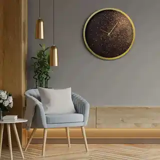 Eurofirany zegar ścienny ZEG-036, nowoczesny design, czarny cyferblat, srebrne wskazówki, kwarcowy mechanizm, średnica 40 cm