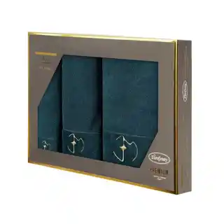 Eva Minge Komplet ręczników Gaja 46x36x7cm ciemnozielony, eleganckie opakowanie, idealny na prezent