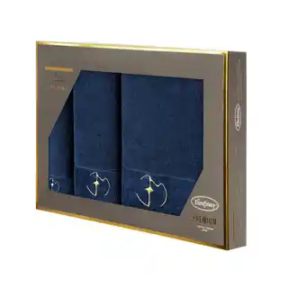 Eva Minge komplet ręczników Gaja 46x36x7cm granatowy, eleganckie opakowanie, idealny na prezent