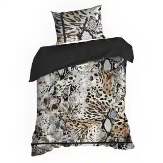 Eva Minge Pościel satynowa 220x200 Eva 20 beżowa czarna pantera Eurofirany