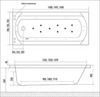 Excellent Aquaria Wanna prostokątna 140x70 Biała