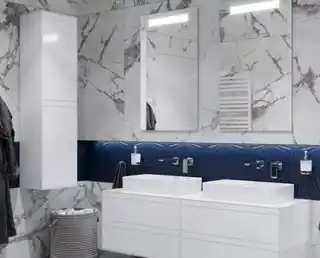 Excellent Finli szafka wisząca boczna 150 cm, wysoka, biały połysk