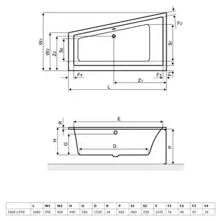 Excellent M-Sfera Slim wanna narożna 160x95 cm biała lewa