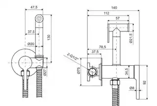 Excellent PI bateria bidetowa bidetta ze słuchawką prysznicową, złoty połysk