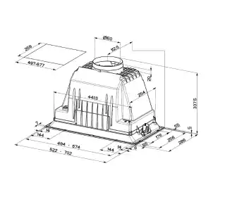Faber Inka Lux Smart EV8 BK A70 Czarny Okap podszafkowy