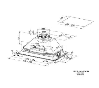 Faber Inka Smart C BK 52 czarny okap wbudowany, energooszczędny, sterowanie dotykowe, filtr węglowy, cichy, nowoczesny design