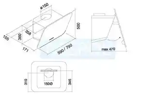 Falmec Design Tab Okap przyścienny 59 cm fasteel CTCN60.E0P2