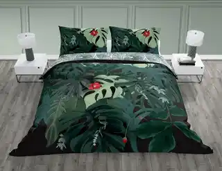 Faro Pościel bawełniana 140x200 Trendy 009 zielona liście z jedną poszewką