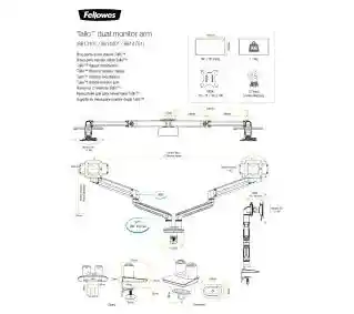 Fellowes 8613101 uchwyt na 2 monitory 15-27 cali do 9kg, stal, regulacja wysokości, czarny