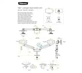 Fellowes TALLO 8614801 uchwyt na dwa monitory 15-27 cali do 9kg, stal, regulacja wysokości, kompatybilny z VESA