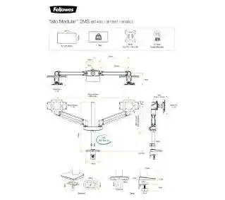 Fellowes TALLO Modular 2MS 8615601 uchwyt na dwa monitory 15-32 cali do 9kg, regulowany, aluminiowa konstrukcja