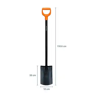 Fiskars Szpadel prosty Solid 1066717, stalowy, ergonomiczna rączka, długość 110 cm