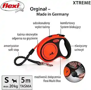 Flexi Xtreme Smycz taśmowa pomarańczowa 5m do 20kg