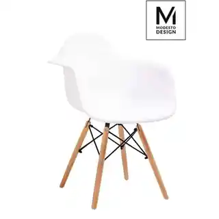 Modesto Design Daw DSW biały, ergonomiczny, drewniane nogi, tapicerka z tkaniny, model C1025.WHITE