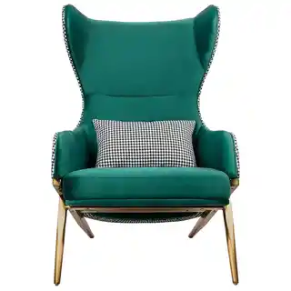 Fotel Hampton Velvet zielony pepitka King Home