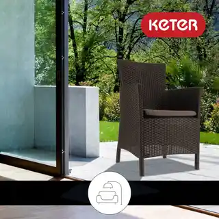 Keter Allibert Iowa fotel ogrodowy brąz poduszka, trwała konstrukcja, ergonomiczny kształt