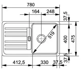 Franke Euroform EFL 614-78 Stalowy Srebrny zlewozmywak prostokątny