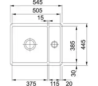 Franke Kubus KBK 160-38-12 Ceramiczny Czarny matowy Zlewozmywak prostokątny