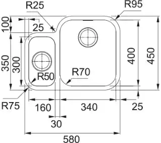 Franke Smart SRX 160 34 16 L stal szlachetna zlewozmywak prostokątny